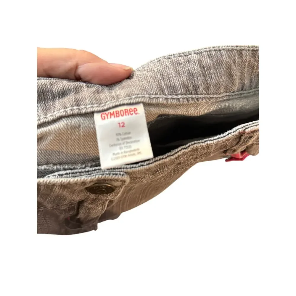 Gymboree Gray Girls Jeans with Pink‎ Bows Size 12